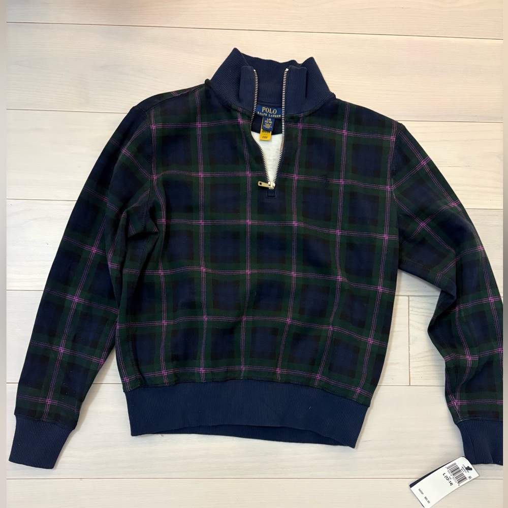 Polo by Ralph Lauren Girls’ Navy Plaid Sweater - Size 12-14